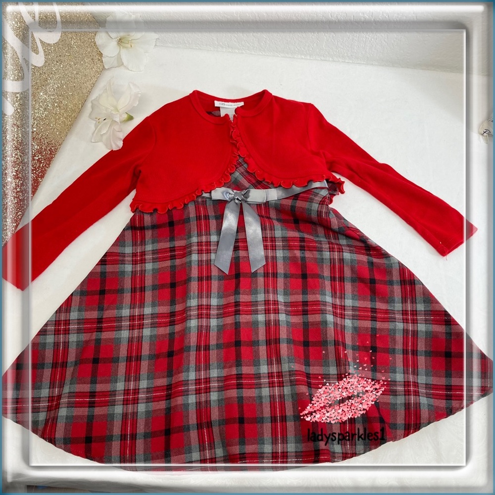 Bonnie Jean | Two Piece Plaid Red Holiday Dress 4T